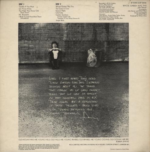 John Denver Whose Garden Was This vinyl LP album (LP record) UK DNVLPWH268566