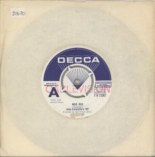 John Entwistle Mad Dog 7" vinyl single (7 inch record / 45) UK ETW07MA193900