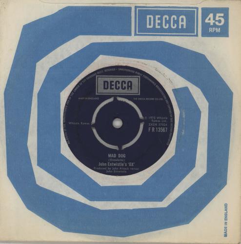 John Entwistle Mad Dog 7" vinyl single (7 inch record / 45) UK ETW07MA752800