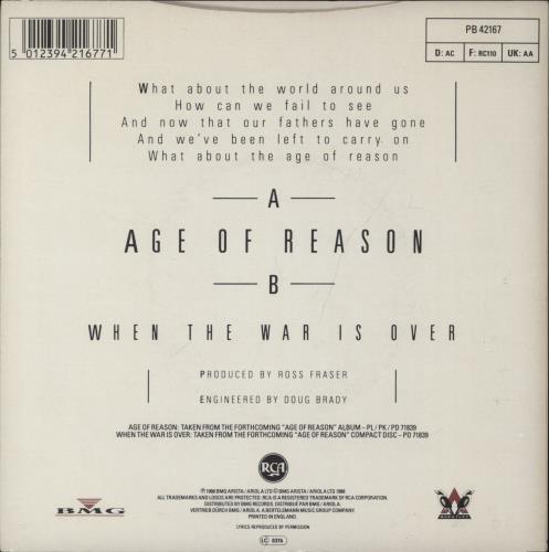 John Farnham Age Of Reason 7" vinyl single (7 inch record / 45) UK JFN07AG298994
