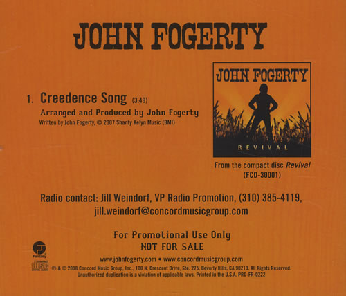 John Fogerty Creedence Song CD single (CD5 / 5") US FOGC5CR430357