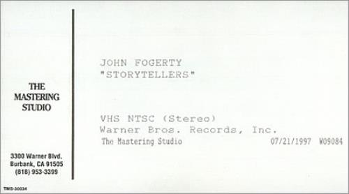 John Fogerty Storytellers video (VHS or PAL or NTSC) US FOGVIST425005