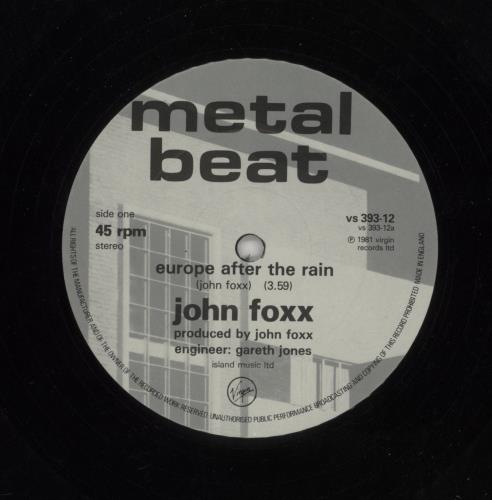 John Foxx Europe After The Rain 12" vinyl single (12 inch record / Maxi-single) UK JFX12EU14168