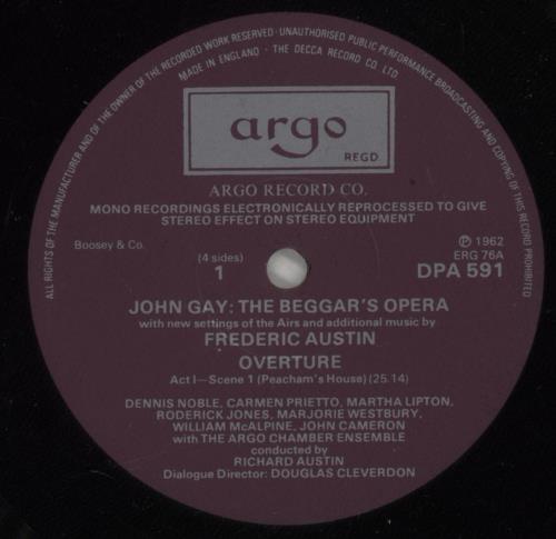 John Gay The Beggar's Opera 2-LP vinyl record set (Double LP Album) UK 1R62LTH875143