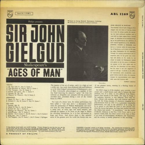 John Gielgud Ages Of Man vinyl LP album (LP record) UK JG2LPAG799656