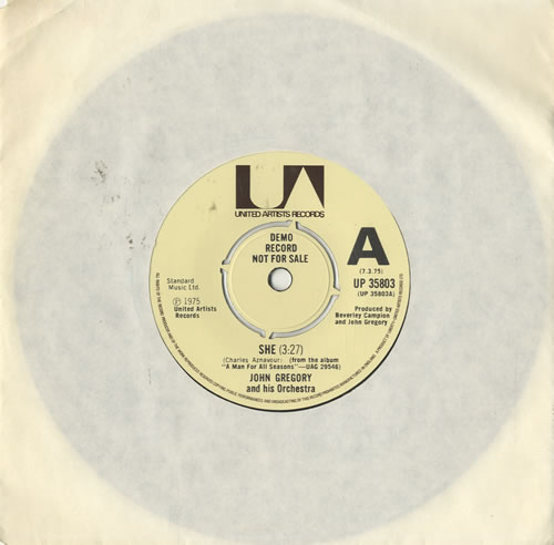 John Gregory She 7" vinyl single (7 inch record / 45) UK 6JG07SH482694