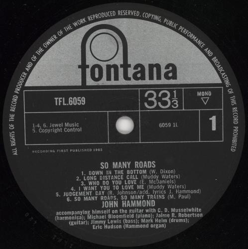 John Hammond So Many Roads vinyl LP album (LP record) UK JHMLPSO692114