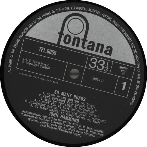 John Hammond So Many Roads vinyl LP album (LP record) UK JHMLPSO692114