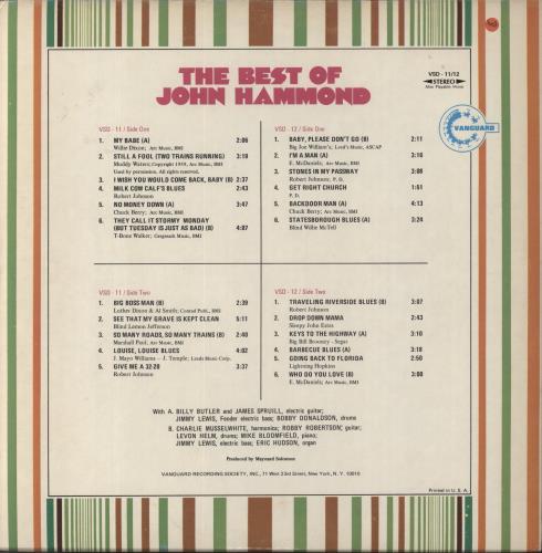 John Hammond The Best Of John Hammond 2-LP vinyl record set (Double LP Album) US JHM2LTH861334