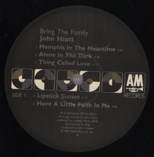 John Hiatt Bring The Family - EX vinyl LP album (LP record) US J-HLPBR858688