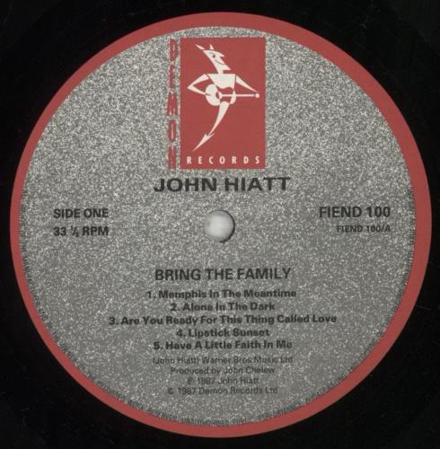 John Hiatt Bring The Family vinyl LP album (LP record) UK J-HLPBR310413