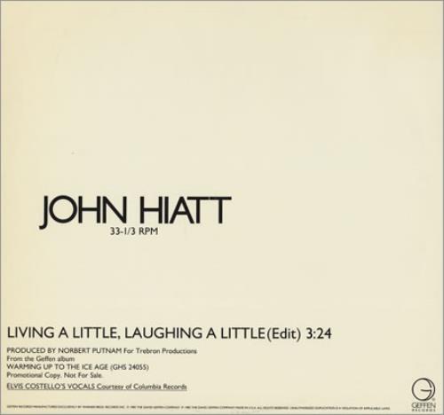 John Hiatt Living A Little, Laughing A Little 12" vinyl single (12 inch record / Maxi-single) US J-H12LI154288