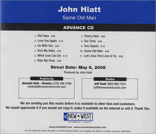John Hiatt Same Old Man CD album (CDLP) US J-HCDSA436953