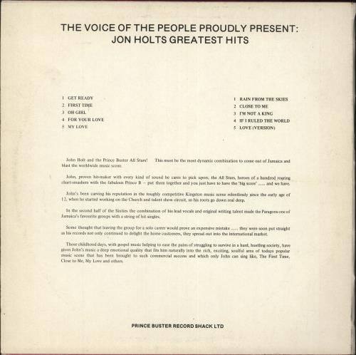 John Holt Jon Holts Greatest Hits vinyl LP album (LP record) UK JHLLPJO716046