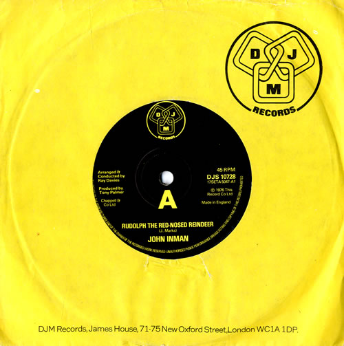 John Inman Rudolph The Red Nosed Reindeer 7" vinyl single (7 inch record / 45) UK -JI07RU564405