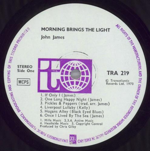 John James (Folk) Morning Brings The Light vinyl LP album (LP record) UK J+JLPMO819492