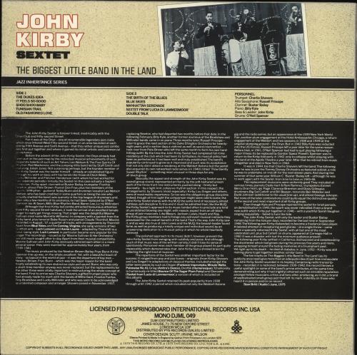 John Kirby The Biggest Little Band In The Land vinyl LP album (LP record) UK KR8LPTH708455