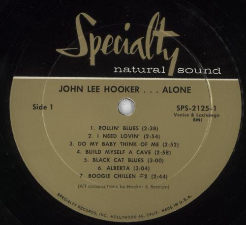 John Lee Hooker Alone vinyl LP album (LP record) US JLHLPAL327860