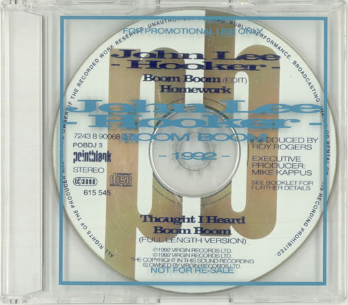John Lee Hooker Boom Boom CD single (CD5 / 5") UK JLHC5BO523047