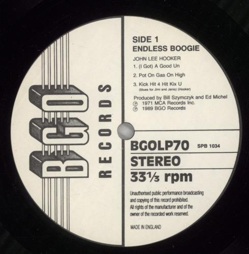 John Lee Hooker Endless Boogie vinyl LP album (LP record) UK JLHLPEN495785