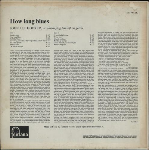 John Lee Hooker How Long Blues vinyl LP album (LP record) UK JLHLPHO527806