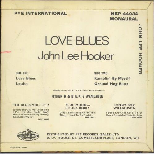 John Lee Hooker Love Blues 7" vinyl single (7 inch record / 45) UK JLH07LO737722