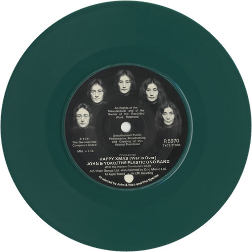 John Lennon Happy Xmas (War Is Over) - Green Vinyl 7" vinyl single (7 inch record / 45) UK LEN07HA455491