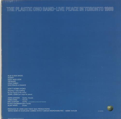 John Lennon Live Peace In Toronto 1969 vinyl LP album (LP record) UK LENLPLI613182