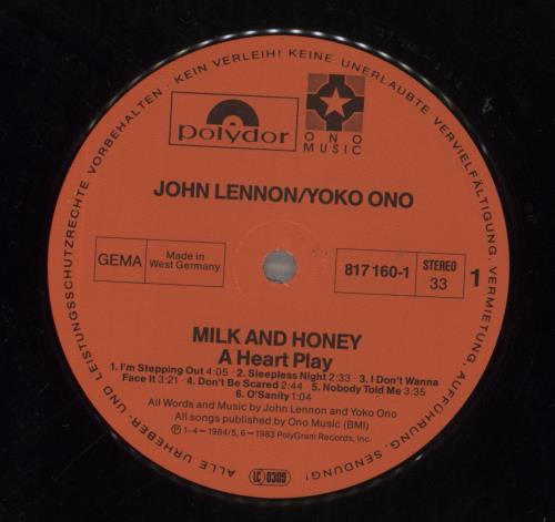 John Lennon Milk And Honey vinyl LP album (LP record) German LENLPMI693878
