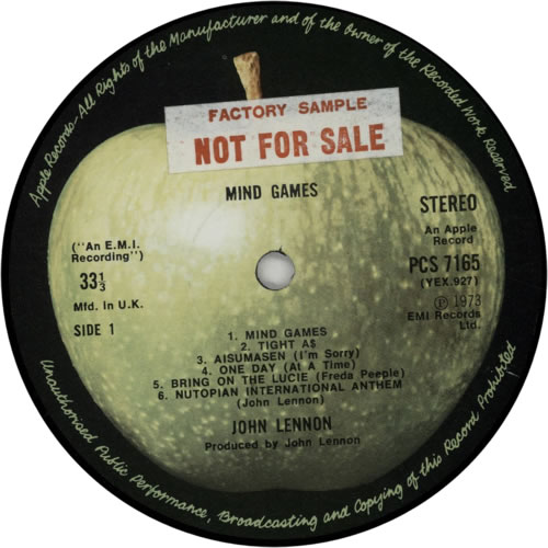 John Lennon Mind Games - Factory Sample vinyl LP album (LP record) UK LENLPMI612573