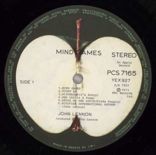 John Lennon Mind Games vinyl LP album (LP record) Greek LENLPMI133120
