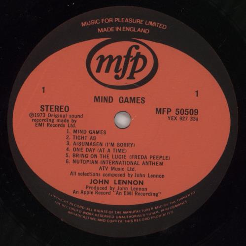 John Lennon Mind Games vinyl LP album (LP record) UK LENLPMI738752