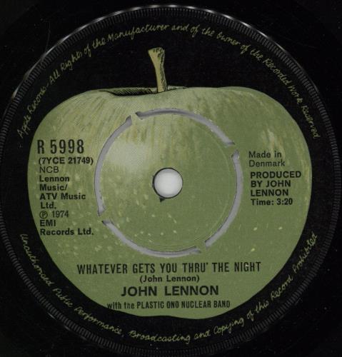 John Lennon Whatever Gets You Thru' The Night 7" vinyl single (7 inch record / 45) Danish LEN07WH754738