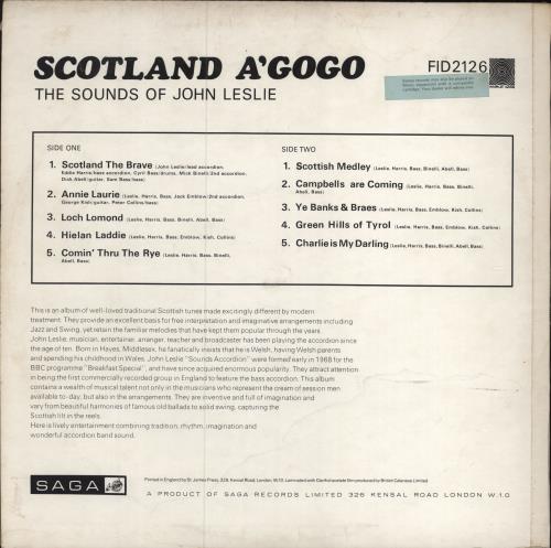John Leslie Scotland A'Gogo vinyl LP album (LP record) UK 4TNLPSC787430