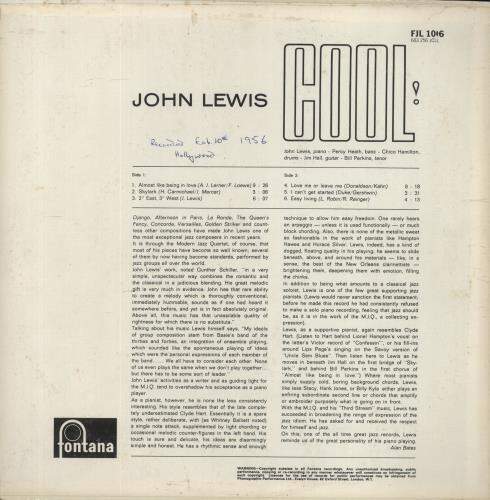 John Lewis Cool! vinyl LP album (LP record) UK JLQLPCO551455
