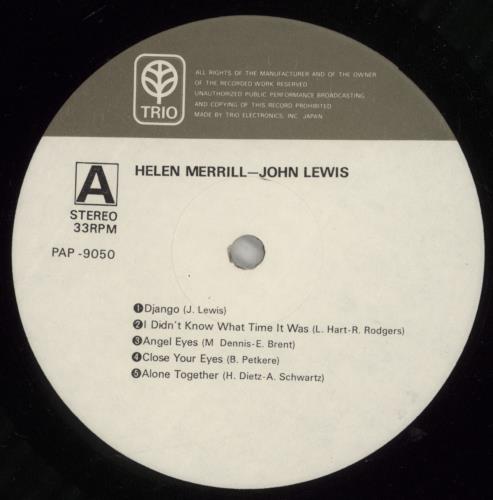 John Lewis John Lewis / Helen Merrill vinyl LP album (LP record) Japanese JLQLPJO873522