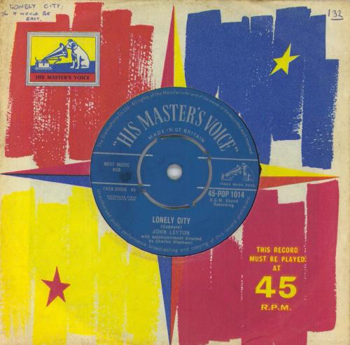 John Leyton Lonely City 7" vinyl single (7 inch record / 45) UK LEY07LO408318