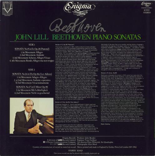 John Lill Beethoven Piano Sonatas vinyl LP album (LP record) UK K-6LPBE790236