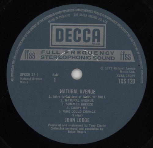 John Lodge Natural Avenue vinyl LP album (LP record) UK LDGLPNA61579