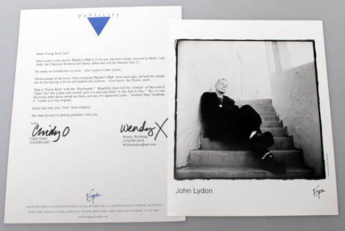 John Lydon Psycho's Path media press pack US LDNPPPS101202