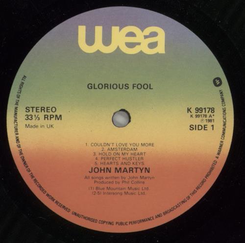 John Martyn Glorious Fool vinyl LP album (LP record) UK JMYLPGL141751