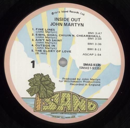 John Martyn Inside Out vinyl LP album (LP record) US JMYLPIN873374