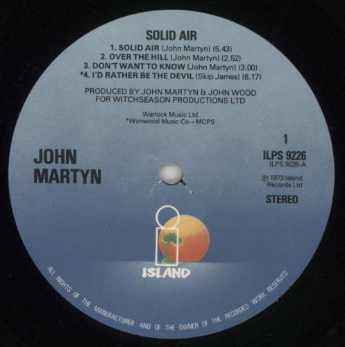 John Martyn Solid Air - Blue Label vinyl LP album (LP record) UK JMYLPSO566498