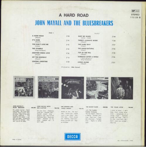 John Mayall A Hard Road vinyl LP album (LP record) French JOMLPAH228972