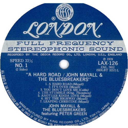 John Mayall A Hard Road vinyl LP album (LP record) Japanese JOMLPAH421557