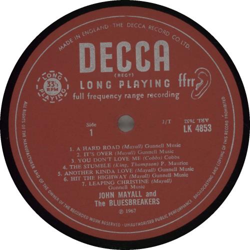 John Mayall A Hard Road vinyl LP album (LP record) UK JOMLPAH661830