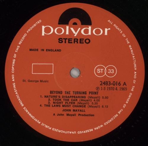 John Mayall Beyond The Turning Point - VG/EX vinyl LP album (LP record) UK JOMLPBE649792