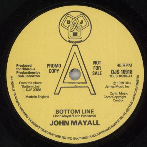 John Mayall Bottom Line 7" vinyl single (7 inch record / 45) UK JOM07BO888045