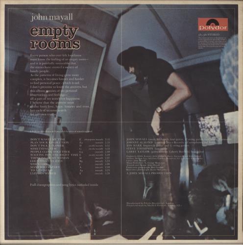 John Mayall Empty Rooms - EX vinyl LP album (LP record) UK JOMLPEM586015