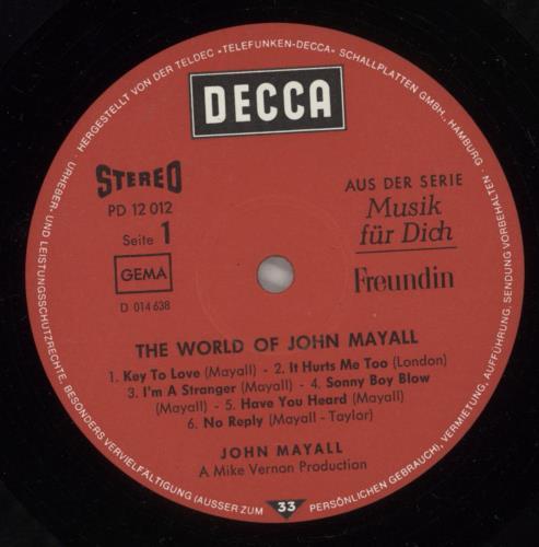 John Mayall John Mayall vinyl LP album (LP record) German JOMLPJO401210